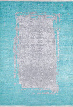 Turquoise Area Rug - Digital Print Frame Design, Non Slip & Antibacterial Carpet