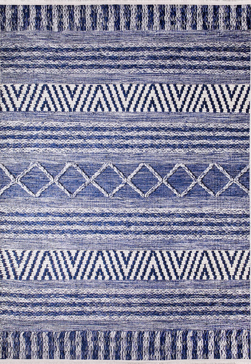 Blue Geometric Area Rug - Digital Print, Non Slip, Hypoallergenic Carpet