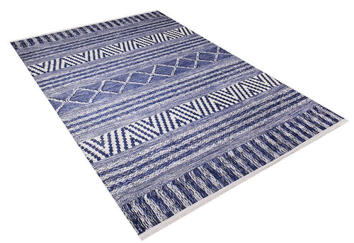Blue Geometric Area Rug - Digital Print, Non Slip, Hypoallergenic Carpet