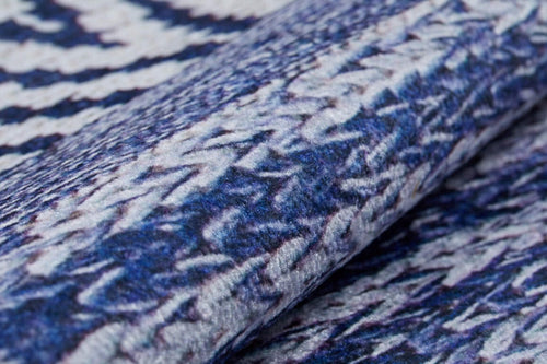 Blue Geometric Area Rug - Digital Print, Non Slip, Hypoallergenic Carpet