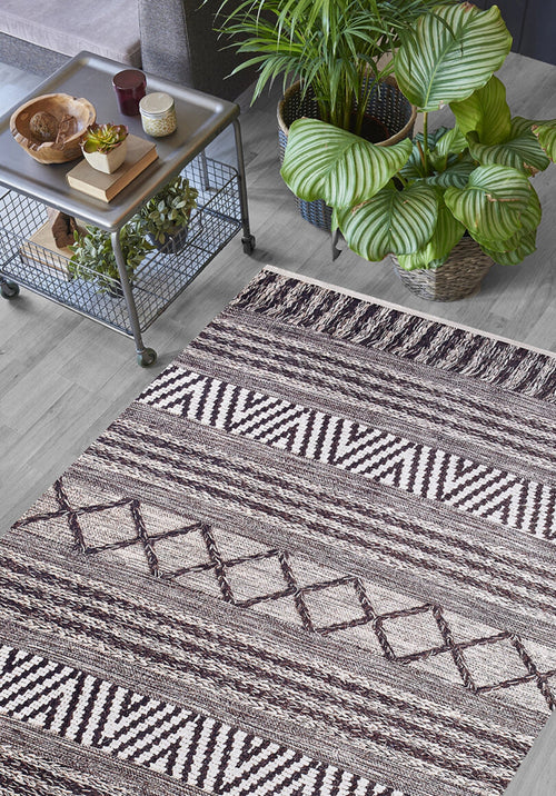 Geometric Area Rug – Brown Digital Print Rug | Non Slip, Antibacterial Carpet