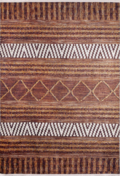 Brown Striped Area Rug - Digital Print Rug | Non Slip, Antibacterial Carpet