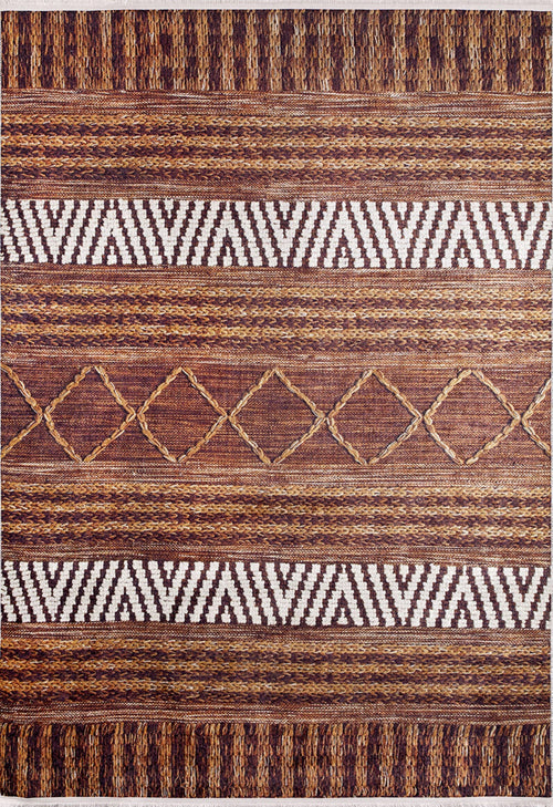 Brown Striped Area Rug - Digital Print Rug | Non Slip, Antibacterial Carpet