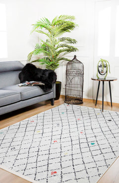 Grey Geometric Area Rug – Non Slip Digital Print Carpet for Living Room