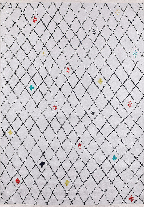 Grey Geometric Area Rug – Non Slip Digital Print Carpet for Living Room