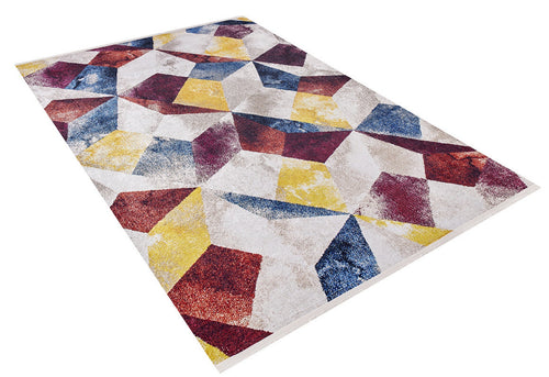 Kirisi Beige Geometric Digital Print Area Rug