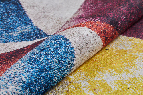 Kirisi Beige Geometric Digital Print Area Rug