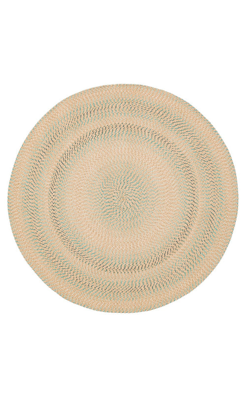 Round Jute Rug - Beige Striped Pattern Knitted Carpet With Soft Texture
