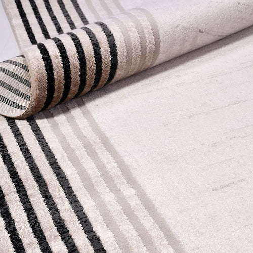 Machine Made Area Rug – Cream Frame Design Rug with Laser Cut Edges