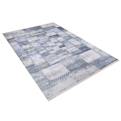 Blue Patchwork Area Rug - Digital Print, Non Slip, Antibacterial Carpet for Living Room