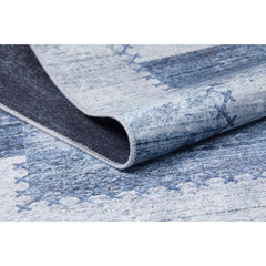 Blue Patchwork Area Rug - Digital Print, Non Slip, Antibacterial Carpet for Living Room