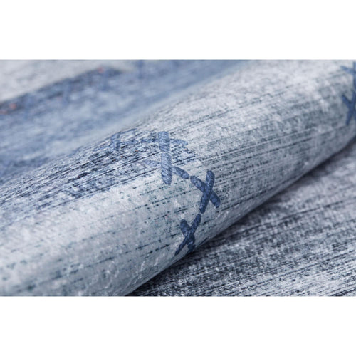 Blue Patchwork Area Rug - Digital Print, Non Slip, Antibacterial Carpet for Living Room