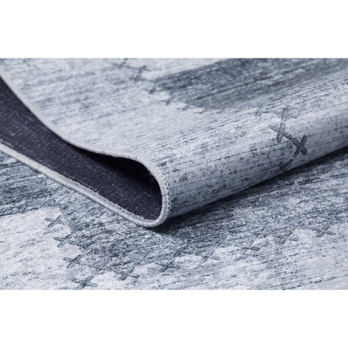 Grey Patchwork Area Rug - Digital Print Non Slip Carpet for Living Room