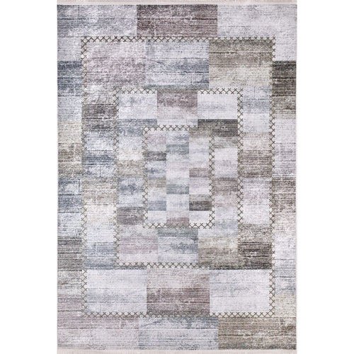 Grey Patchwork Rug | Antibacterial Non Slip Area Rug - Digital Print Carpet
