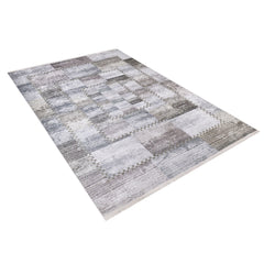 Grey Patchwork Rug | Antibacterial Non Slip Area Rug - Digital Print Carpet