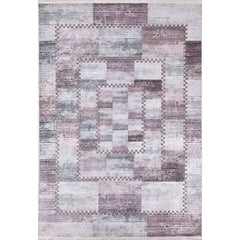 Purple Patchwork Rug – Non Slip Antibacterial Area Rug with Digital Print Carpet