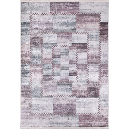 Purple Patchwork Rug – Non Slip Antibacterial Area Rug with Digital Print Carpet