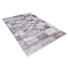 Purple Patchwork Rug – Non Slip Antibacterial Area Rug with Digital Print Carpet