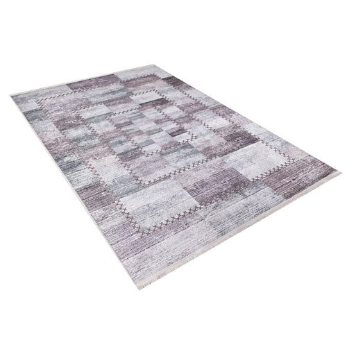 Purple Patchwork Rug – Non Slip Antibacterial Area Rug with Digital Print Carpet