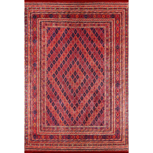 Red Geometric Area Rug - Digital Print, Non Slip, Antibacterial Carpet for Modern Living Room