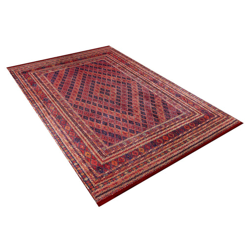 Red Geometric Area Rug - Digital Print, Non Slip, Antibacterial Carpet for Modern Living Room