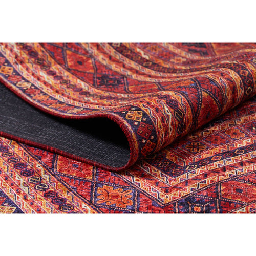 Red Geometric Area Rug - Digital Print, Non Slip, Antibacterial Carpet for Modern Living Room