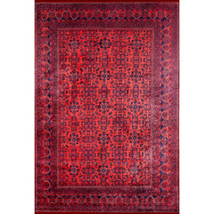 Red Area Rug - Classic Digital Print Carpet | Non Slip, Antibacterial, Washable Floor Covering