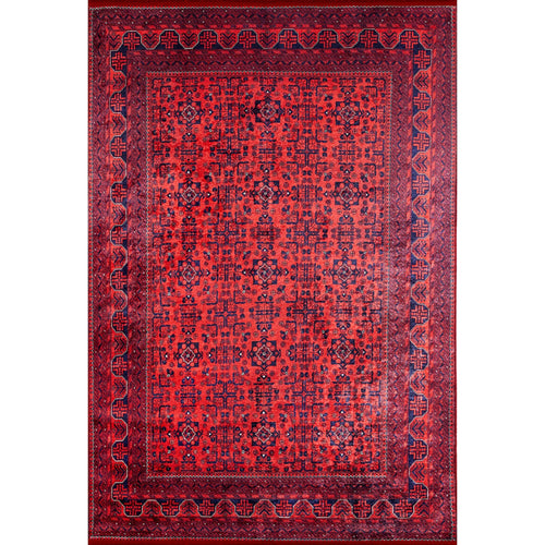 Red Area Rug - Classic Digital Print Carpet | Non Slip, Antibacterial, Washable Floor Covering