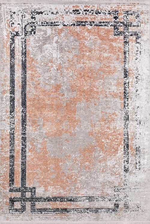 Grey Frame Area Rug - Stylish Digital Print Rug, Non Slip, Antibacterial Carpet