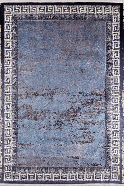 Digital Print Area Rug - Grey Frame Rug Non Slip Antibacterial Stylish Home Carpet