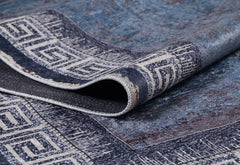 Digital Print Area Rug - Grey Frame Rug Non Slip Antibacterial Stylish Home Carpet