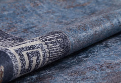 Digital Print Area Rug - Grey Frame Rug Non Slip Antibacterial Stylish Home Carpet