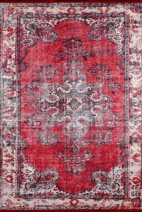 Borovici Red Vintage Digital Print Area Rug
