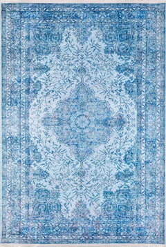 Blue Area Rug – Evora Classic Digital Print Non Slip Carpet for Living Room
