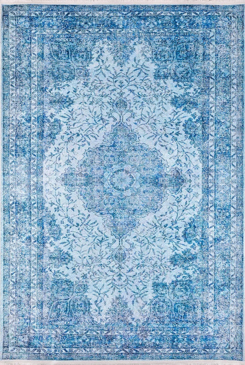 Blue Area Rug – Evora Classic Digital Print Non Slip Carpet for Living Room