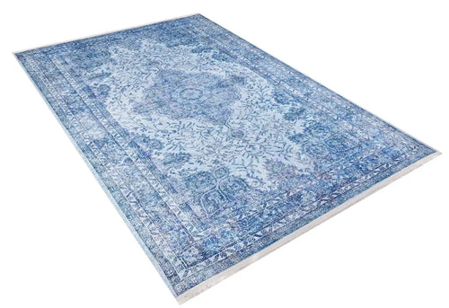 Blue Area Rug – Evora Classic Digital Print Non Slip Carpet for Living Room
