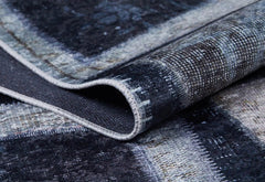 Patchwork Area Rug – Digital Print Rug with Anthracite Carpet Design, Non Slip