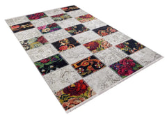 White Patchwork Area Rug – Digital Print Rug | Antibacterial & Non Slip Carpet