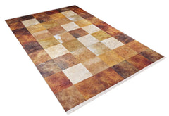 Orange Patchwork Rug - Digital Print Area Rug | Non Slip, Antibacterial Carpet