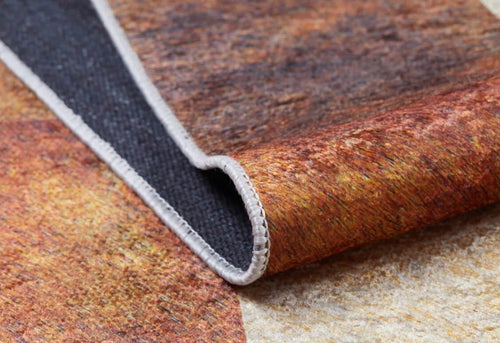 Orange Patchwork Rug - Digital Print Area Rug | Non Slip, Antibacterial Carpet