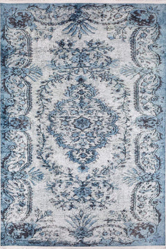 Blue Area Rug - Classic Digital Print Non Slip Washable Carpet for Living Room