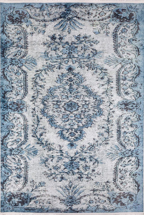 Blue Area Rug - Classic Digital Print Non Slip Washable Carpet for Living Room