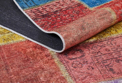 Patchwork Area Rug – Multicolor Digital Print Carpet | Non Slip, Antibacterial Floor Covering