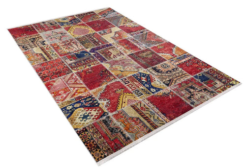 Red Patchwork Area Rug - Non Slip Digital Print Carpet for Stylish Home