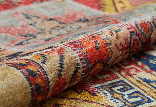 Red Patchwork Area Rug - Non Slip Digital Print Carpet for Stylish Home