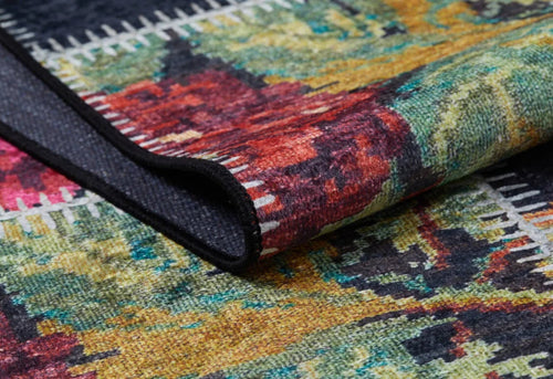 Patchwork Area Rug - Black Digital Print Carpet | Non Slip Washable Floor Mat