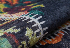 Patchwork Area Rug - Black Digital Print Carpet | Non Slip Washable Floor Mat