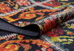 Black Patchwork Area Rug - Digital Print Rug, Non Slip Carpet for Living Room