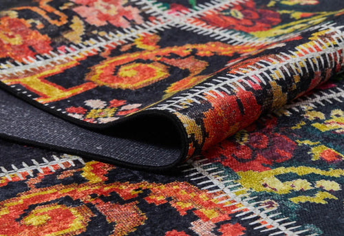 Black Patchwork Area Rug - Digital Print Rug, Non Slip Carpet for Living Room