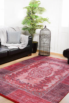 Red Area Rug - Classic Digital Print Rug | Antibacterial Non Slip Carpet